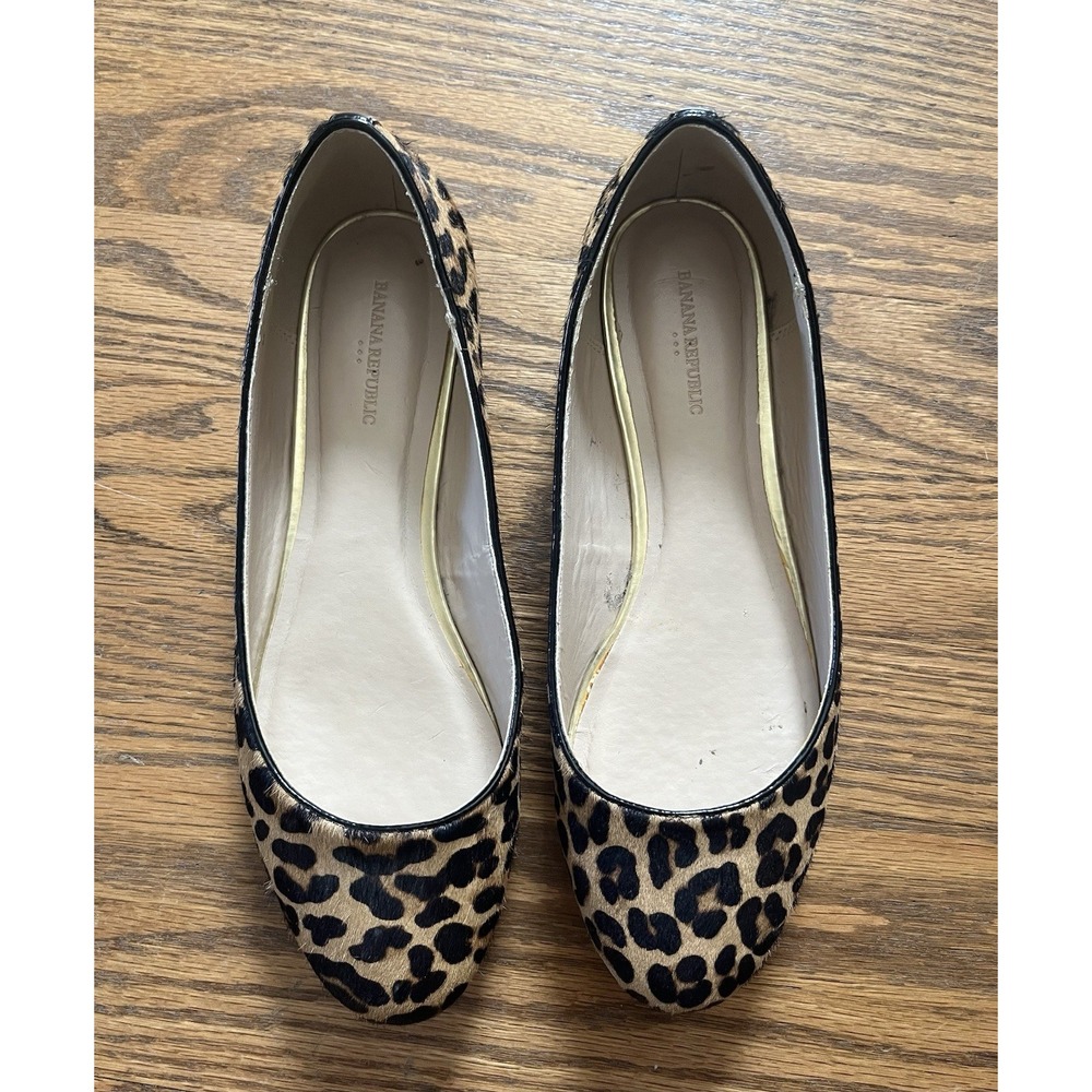 Banana Republic Women's 6 Calf Hair Leopard‎ Loafer Leather Slip On Flat Shoe
